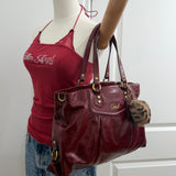 Coach Burgundy Patent Ashley Shoulder Bag