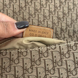 Brown Dior Trotter Monogram Zipper Shoulder Bag