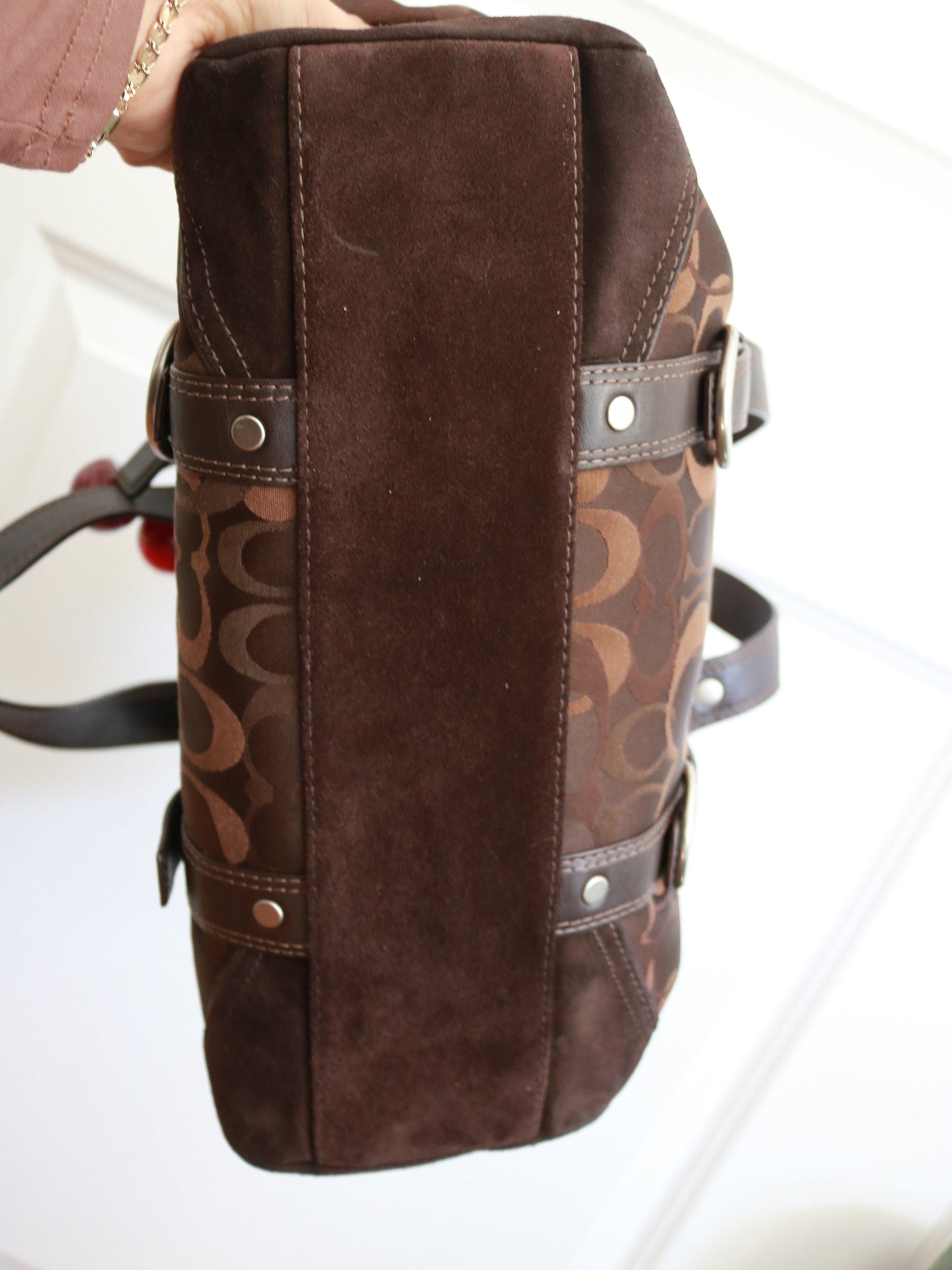 Coach Brown Chelsea Monogram Bowler Satchel