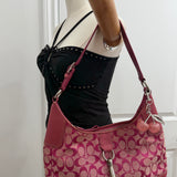 Coach Pink Hamptons Signature Clip Bag
