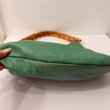 Teal Gucci Leather Bamboo Handle Studded Hobo
