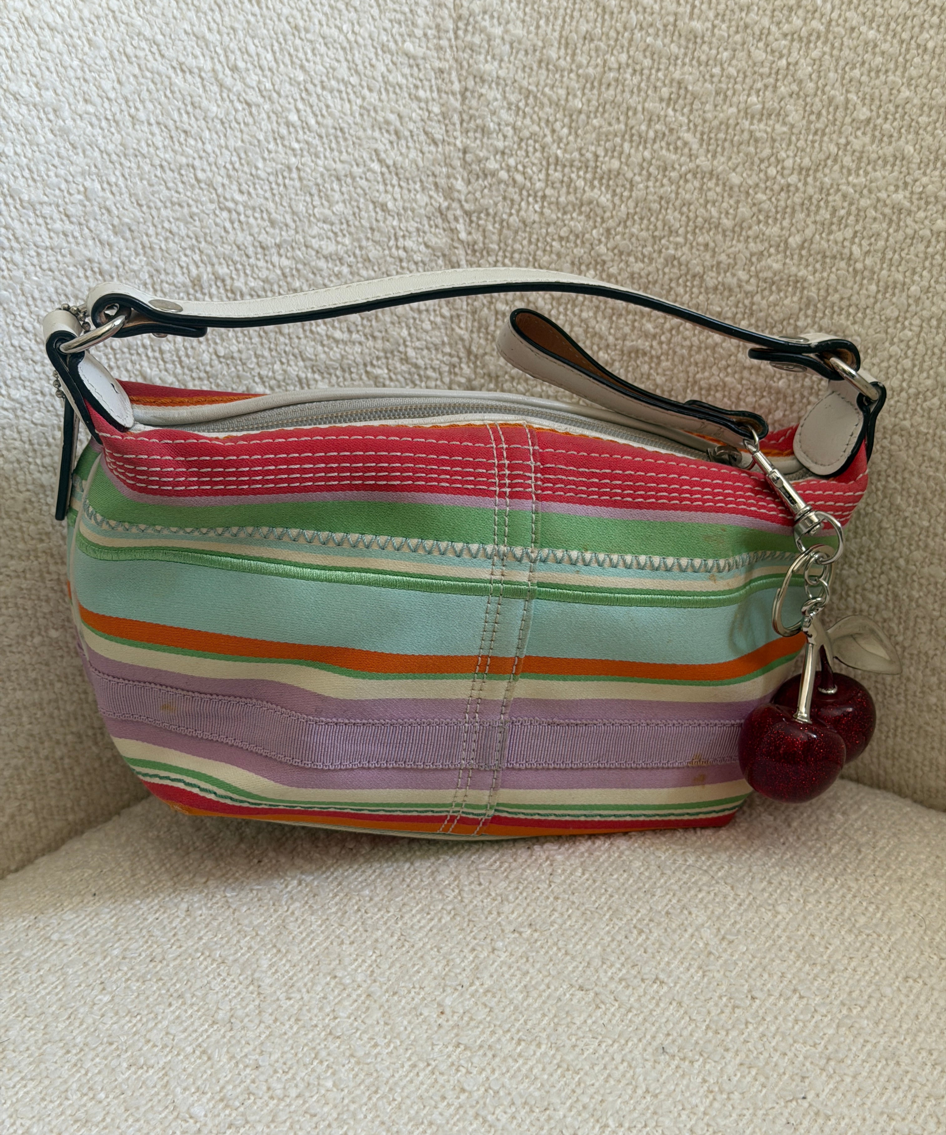 Stripe Coach Signature Top Handle Pochette