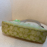 Rare Coach Lime Green Signature East West Baguette with White Trim
