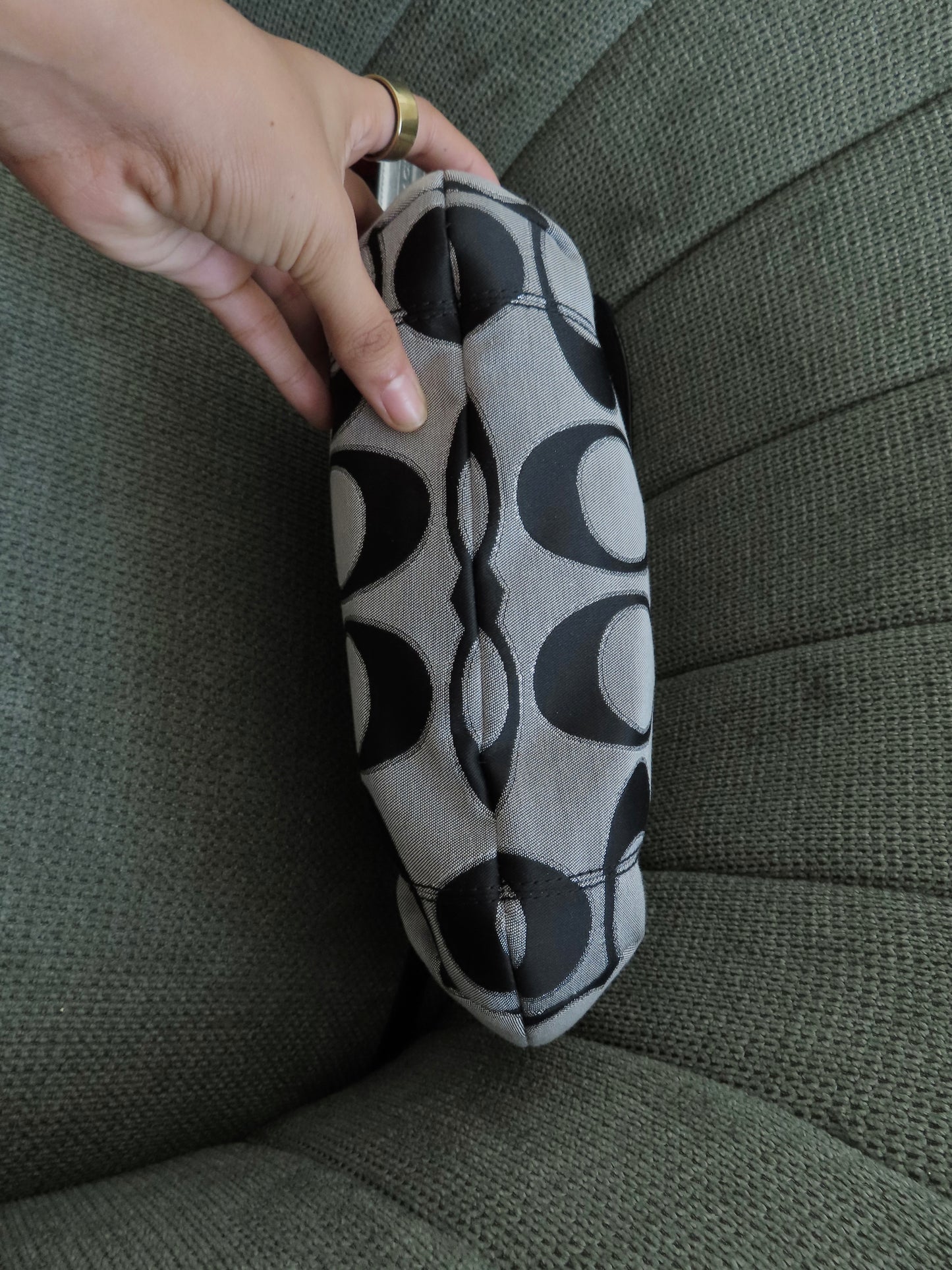 Coach Grey Poppy Signature Shoulder Bag