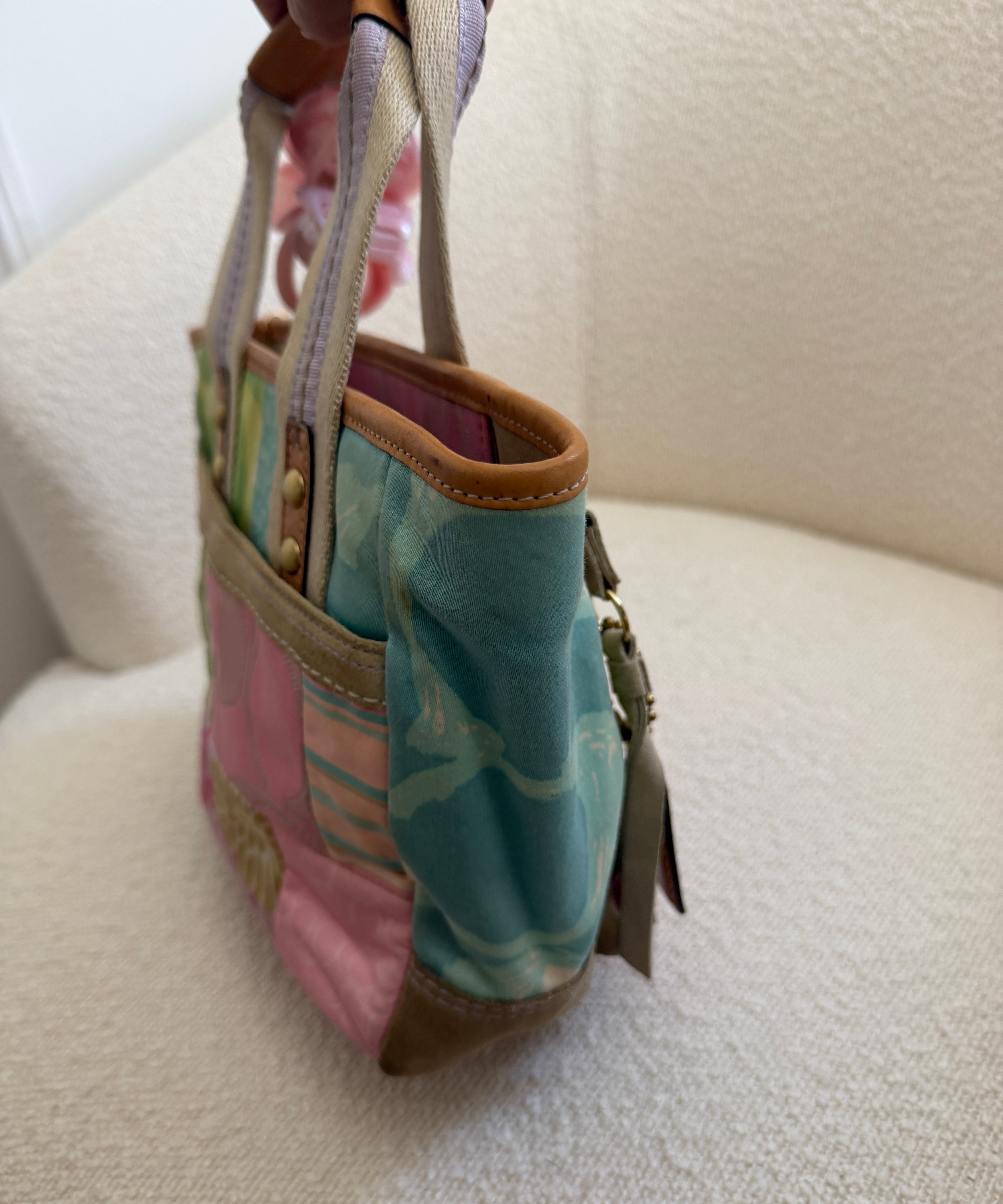 Rare Coach Multicolor Patchwork Spring Hand Bag