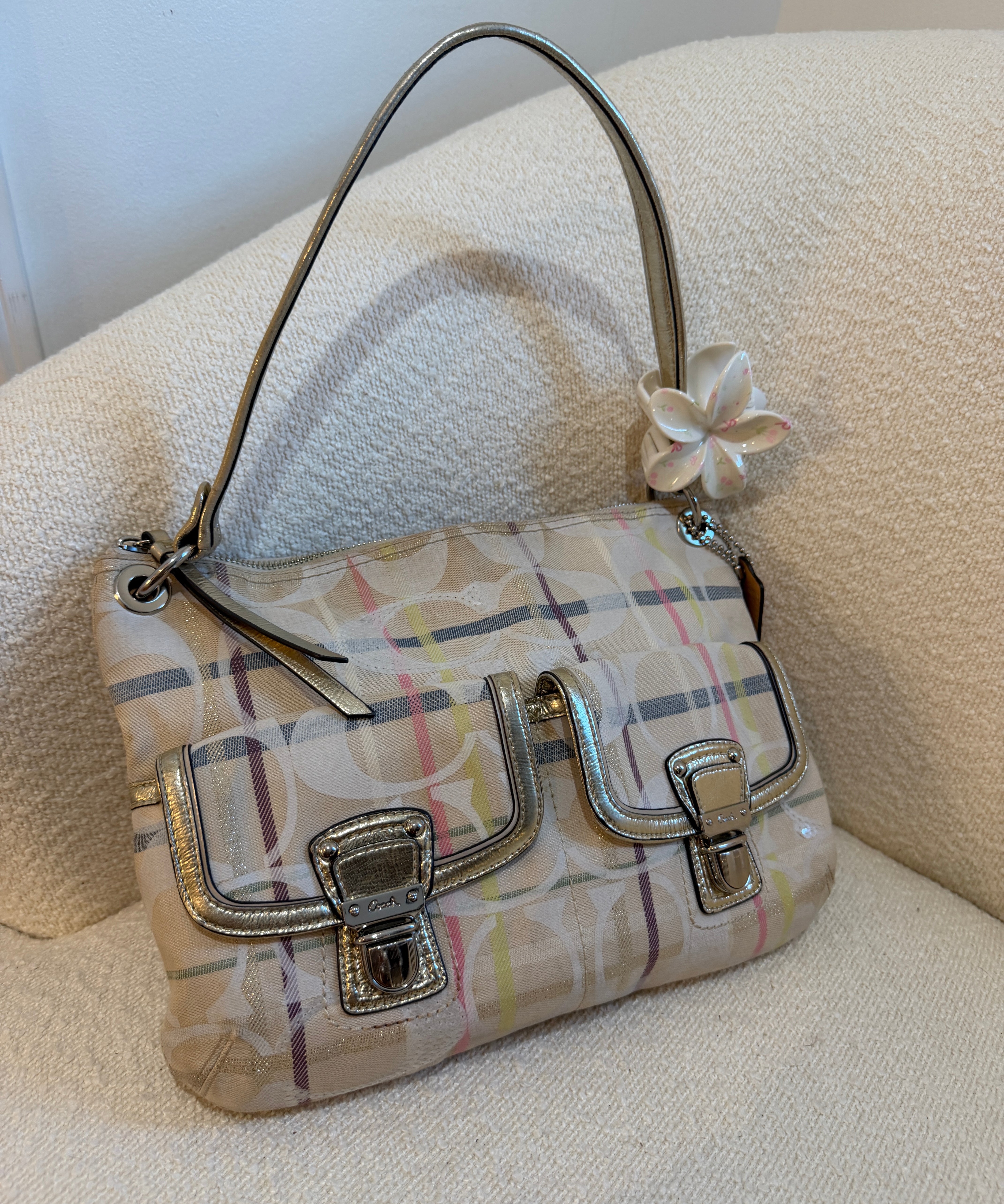 Rare Coach Poppy Multicolored Plaid Madras Bag
