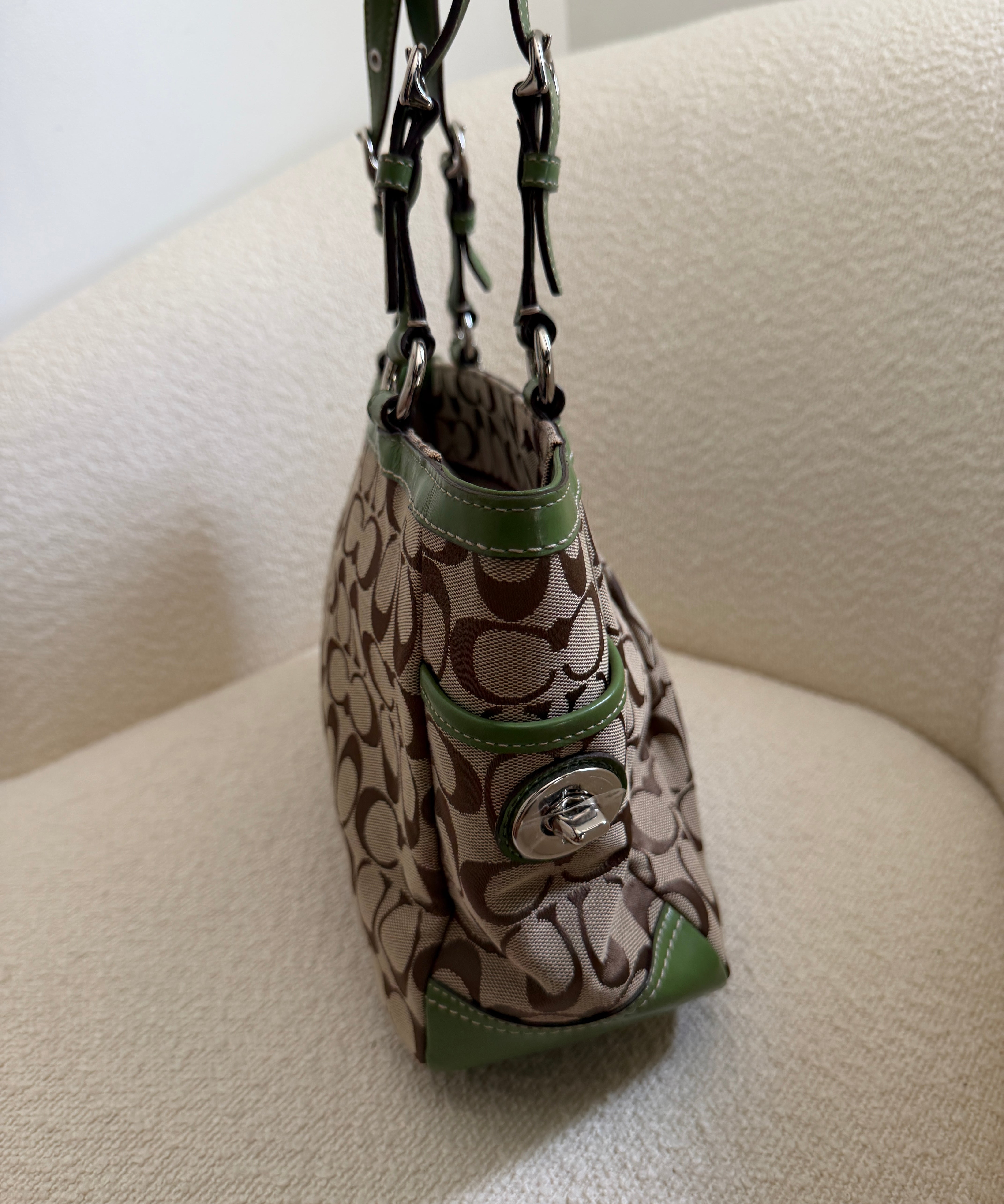 Coach Green Signature Tote Bag