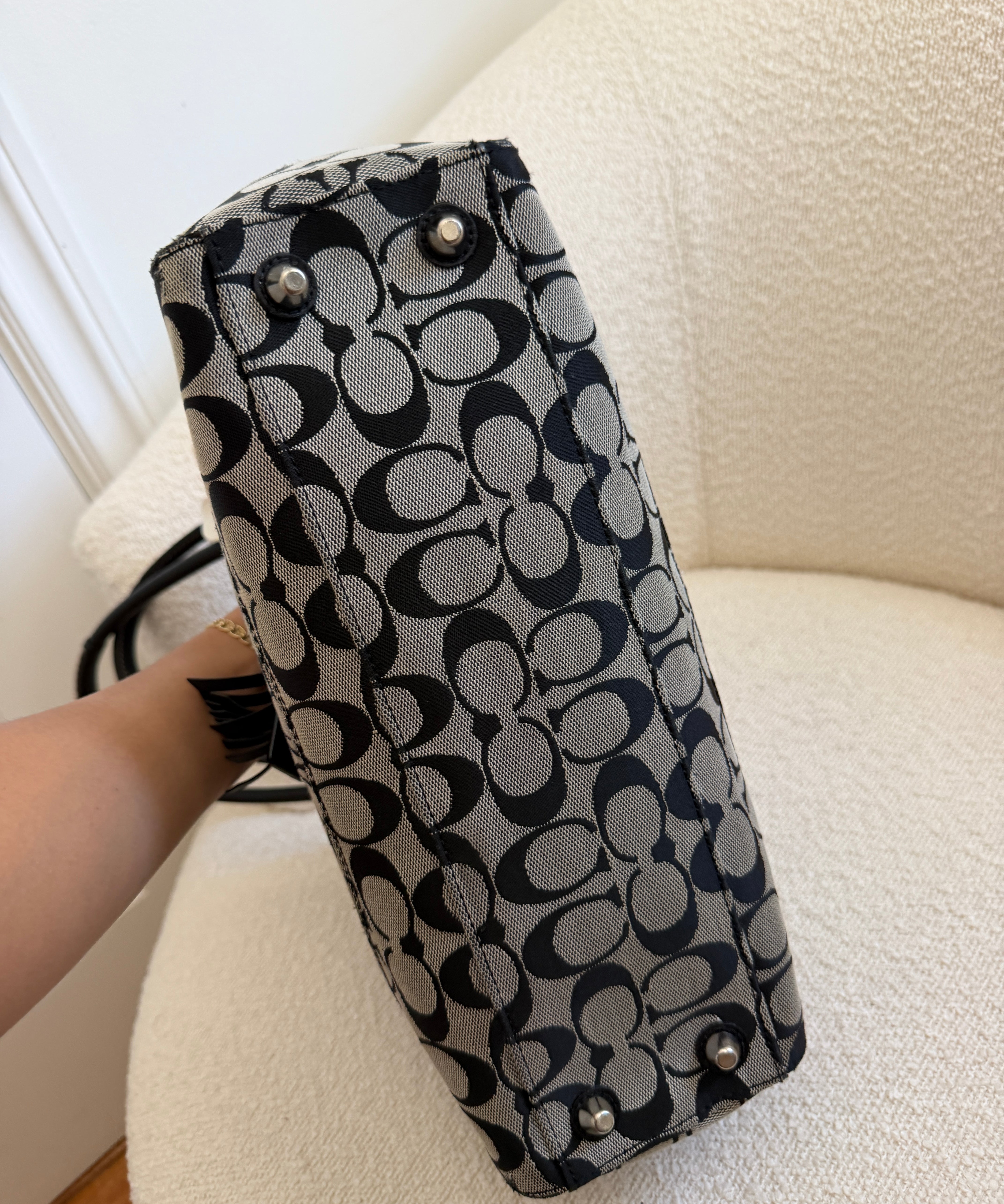 Coach Grey Signature Hamptons Carry-All Bag