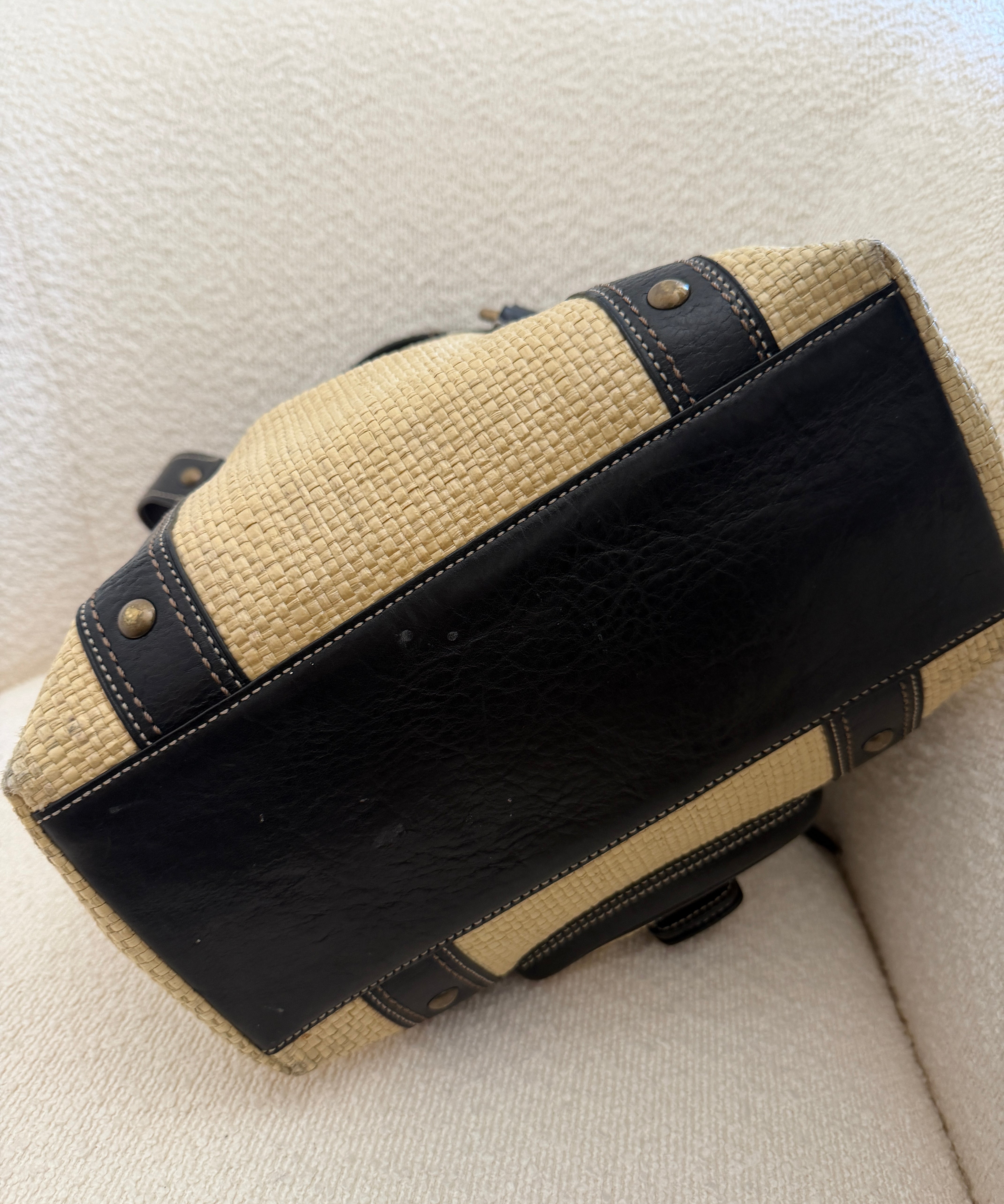 Coach Straw Woven Legacy Tote Bag