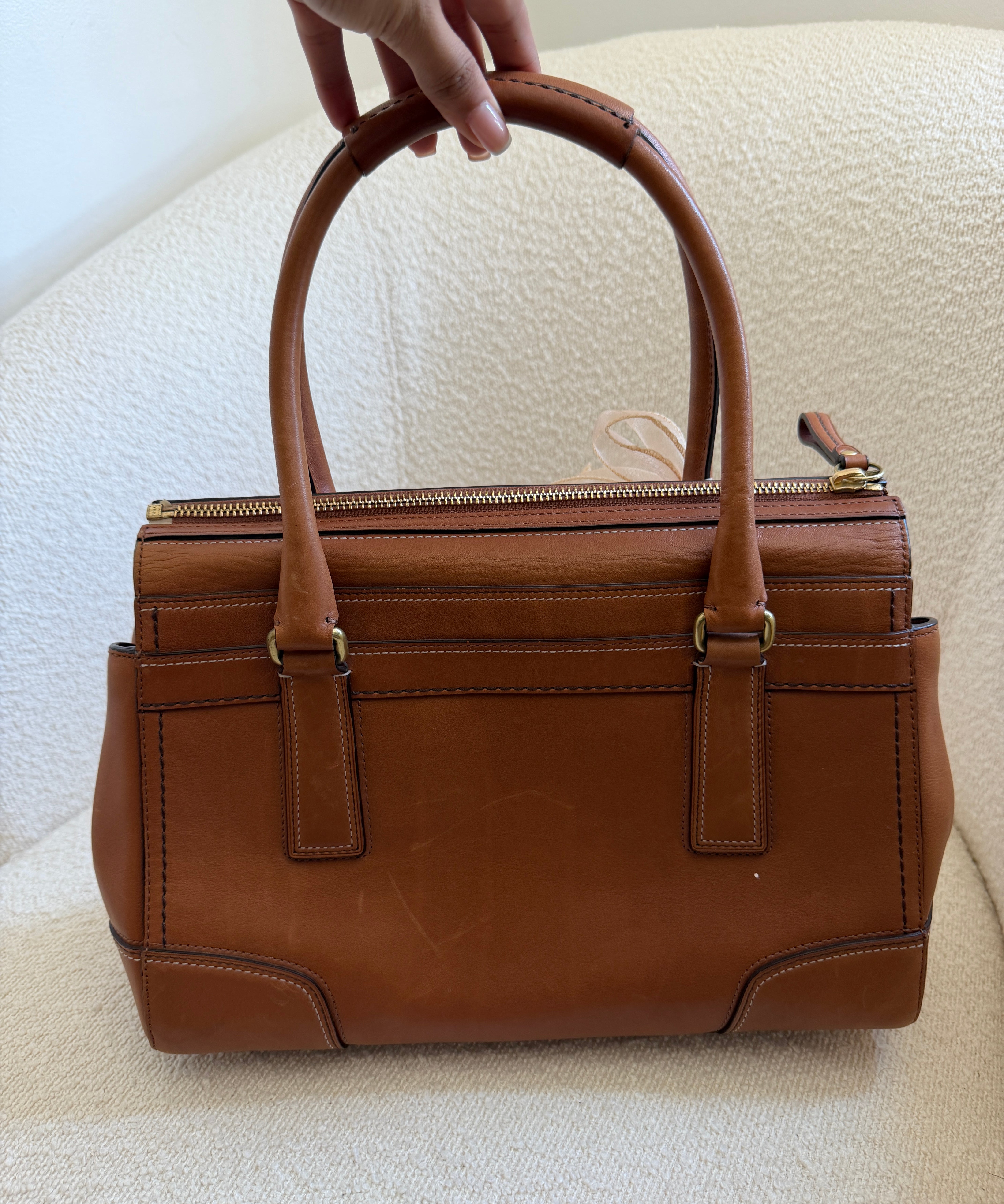 Coach Tan Leather Hamptons Carry-All Bag