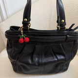 Coach Black Leather Pleated Hobo Bag