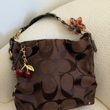 Rare Coach Brown Canvas Large Carly Bag