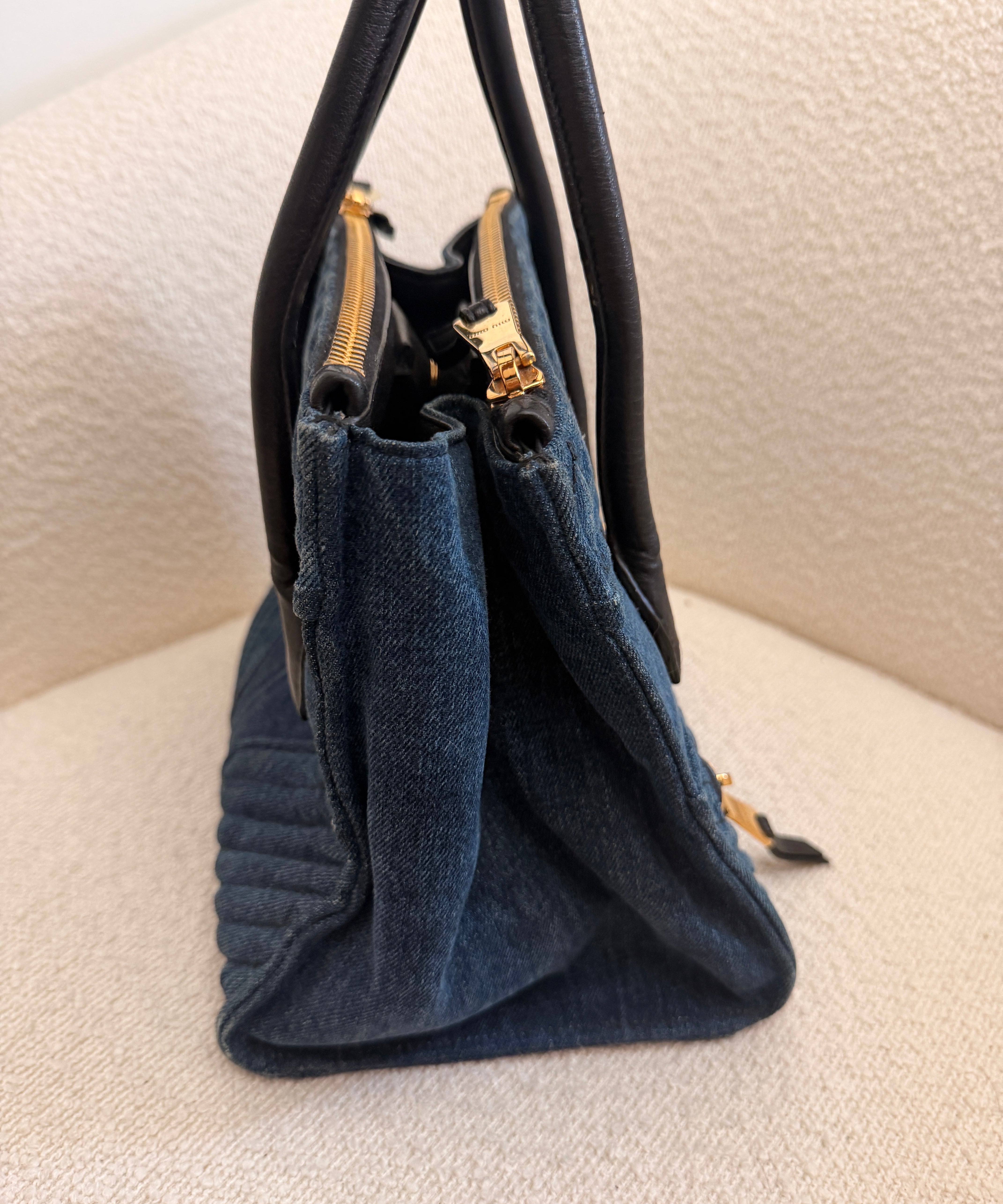Miu Miu Denim Biker Tote