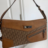 Brown Dior Trotter Monogram Zipper Shoulder Bag