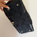 Coach Black Hamptons Snakeskin Shoulder Bag