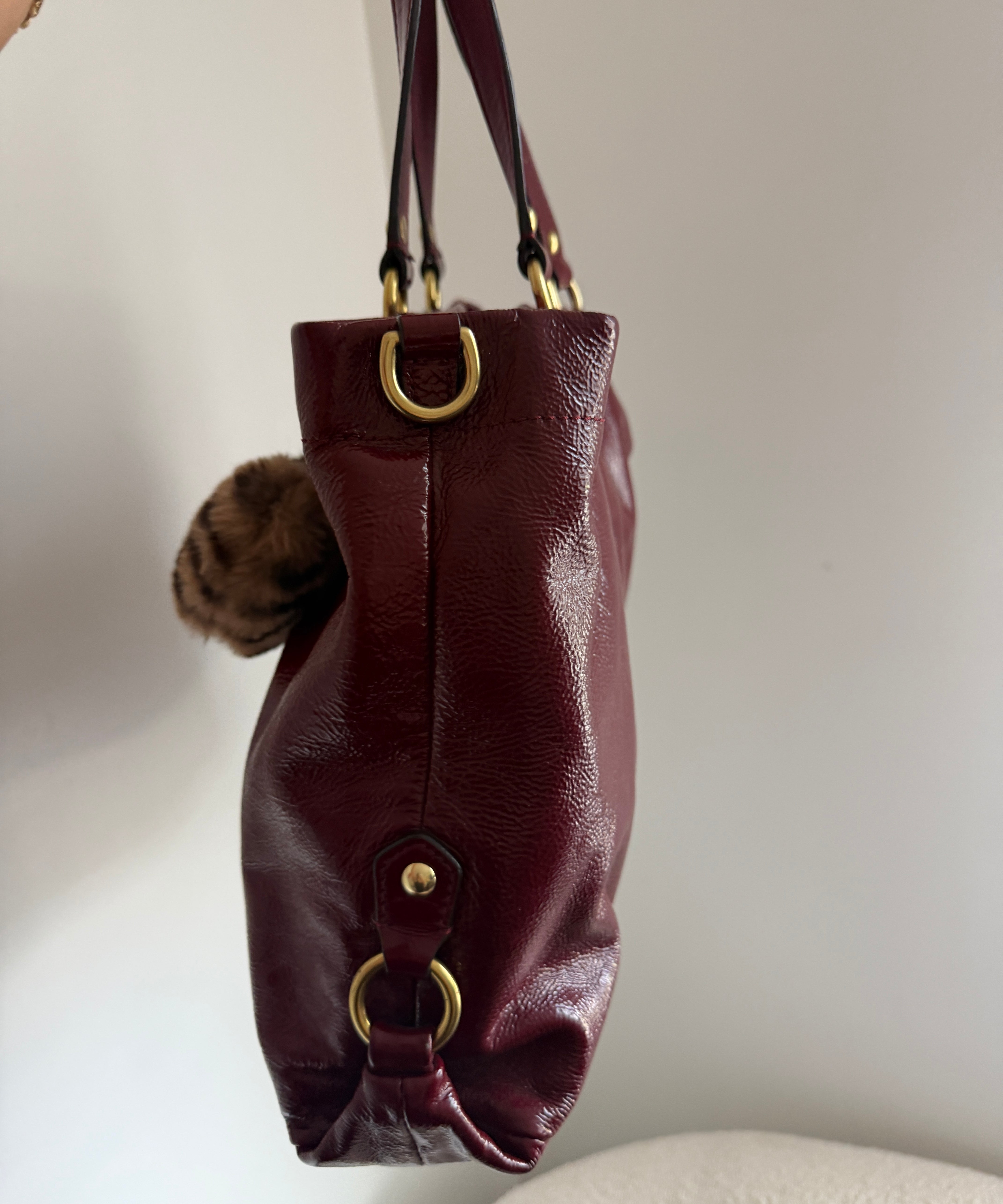 Coach Burgundy Patent Ashley Shoulder Bag