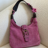 Coach Pink Suede Hamptons Hobo Bag
