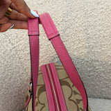 Coach Pink Stripe Signature Boston Bag
