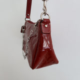 Burgundy Coach Patent Mini Bag
