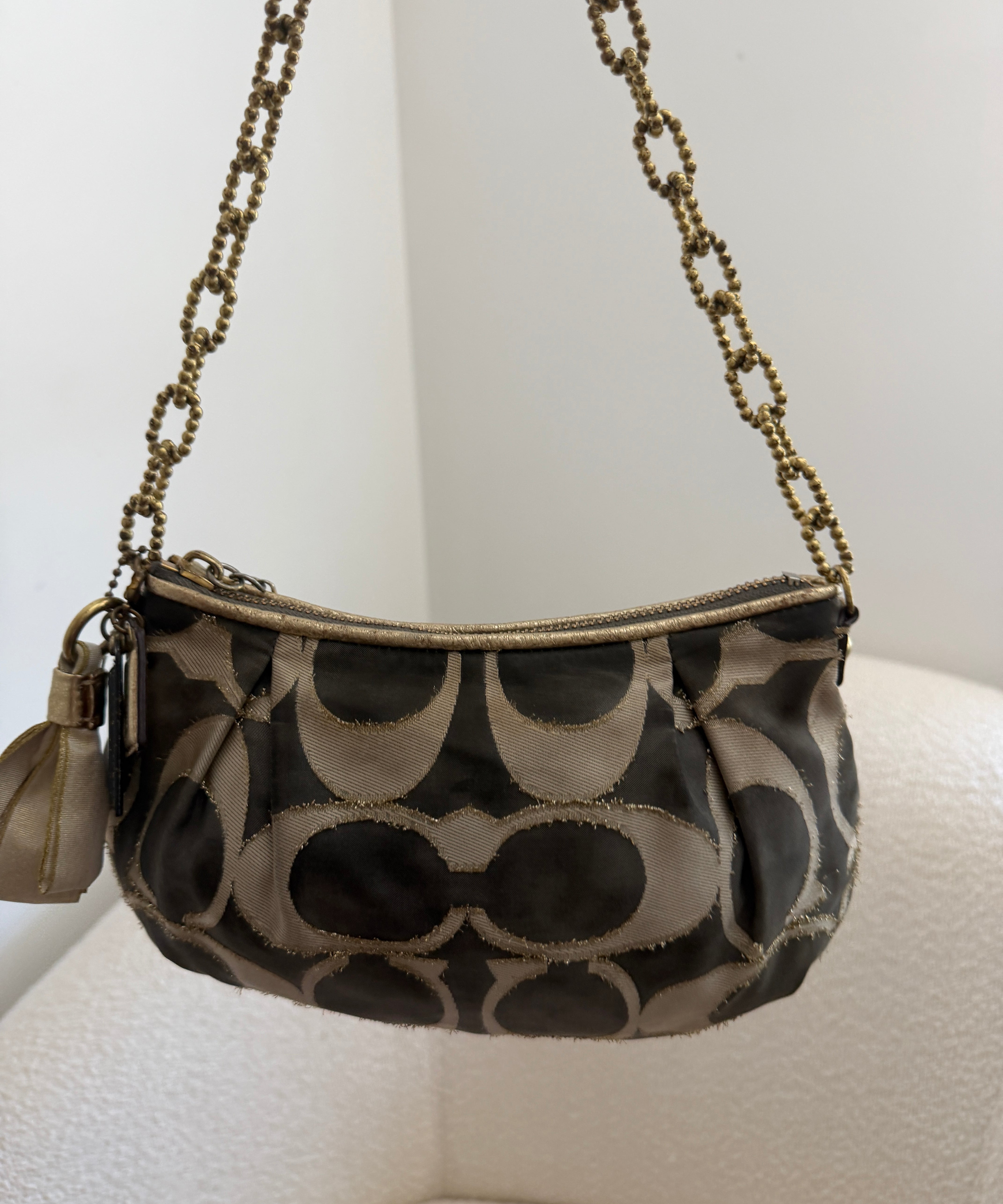 Rare Coach Navy Optic Lurex Clipped Shoulder Bag