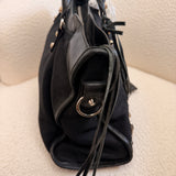 Black Balenciaga Mesh Calfskin Palladium Hardware City Bag