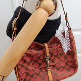 Coach Red Monogram Hamptons Clip Bag