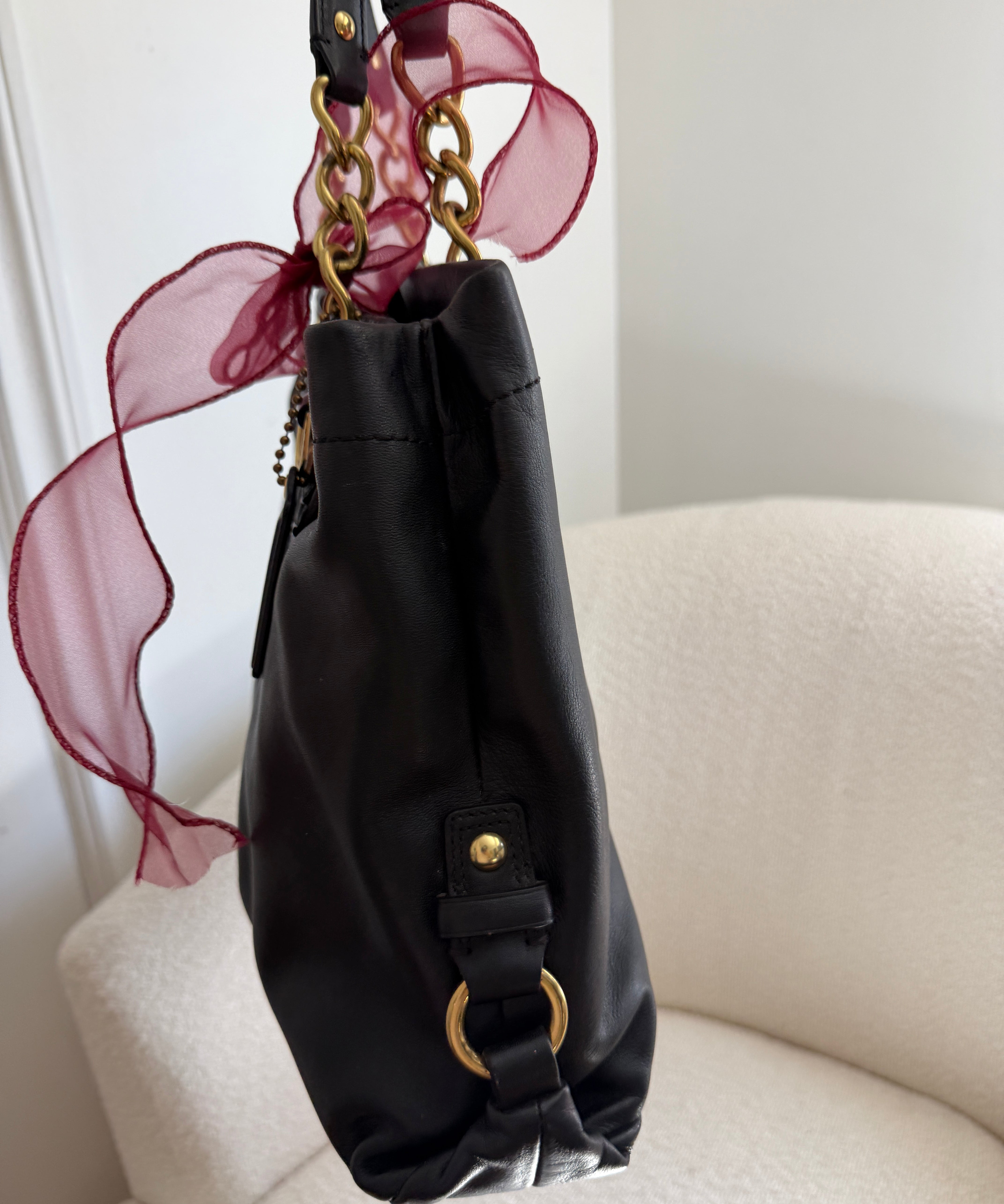 Coach Black Leather Ashley Carry-All Bag