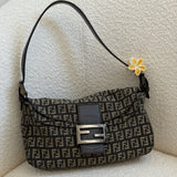 Navy Fendi Zucca Baguette FF Shoulder Bag