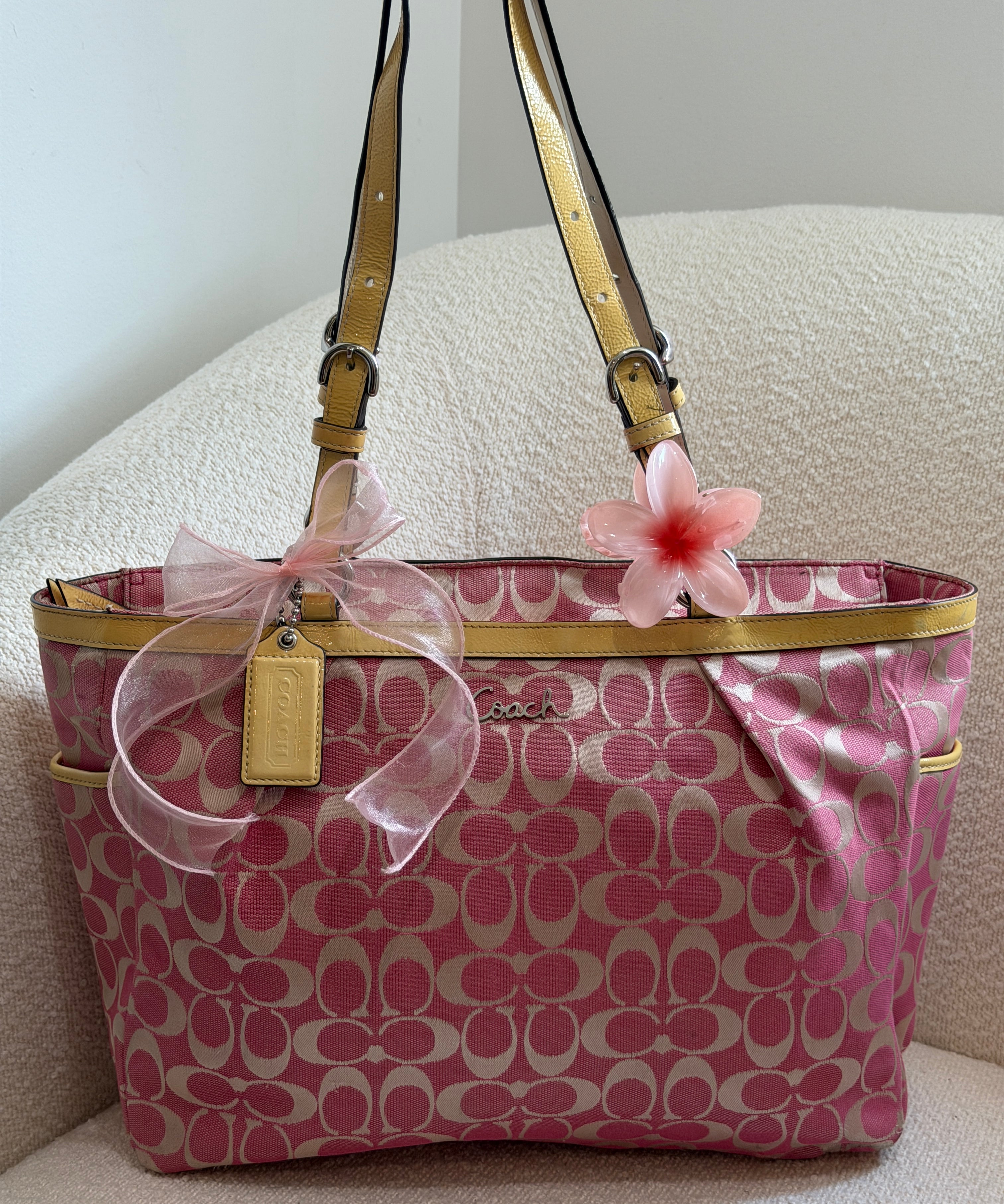 Rare Coach Pink Signature Tote Bag
