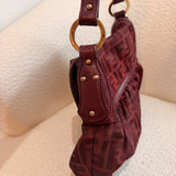 Burgundy Fendi Zucca Chef Shoulder Bag