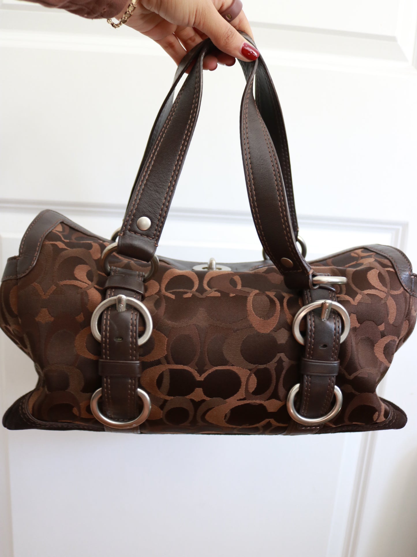 Coach Brown Chelsea Monogram Bowler Satchel