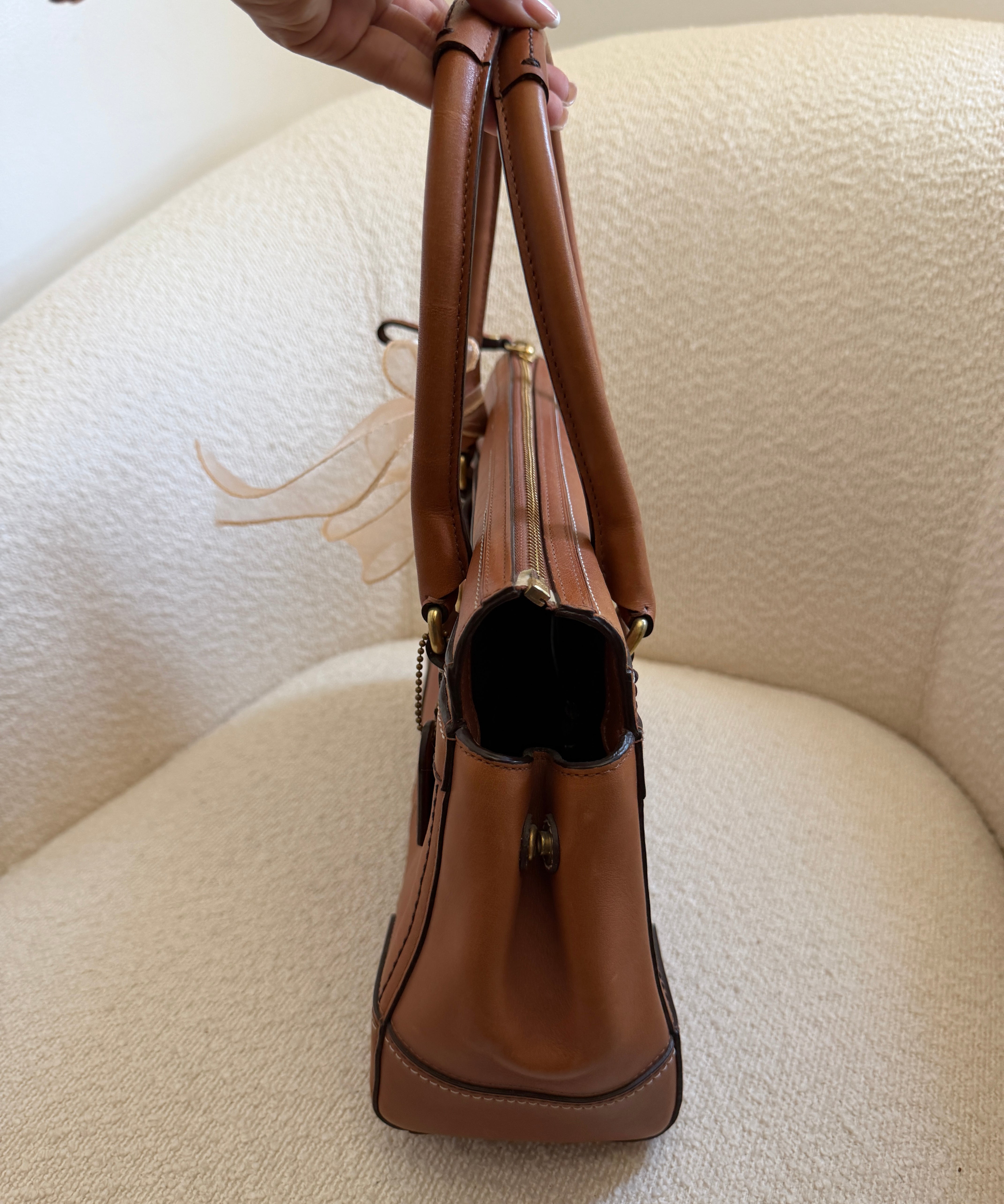 Coach Tan Leather Hamptons Carry-All Bag