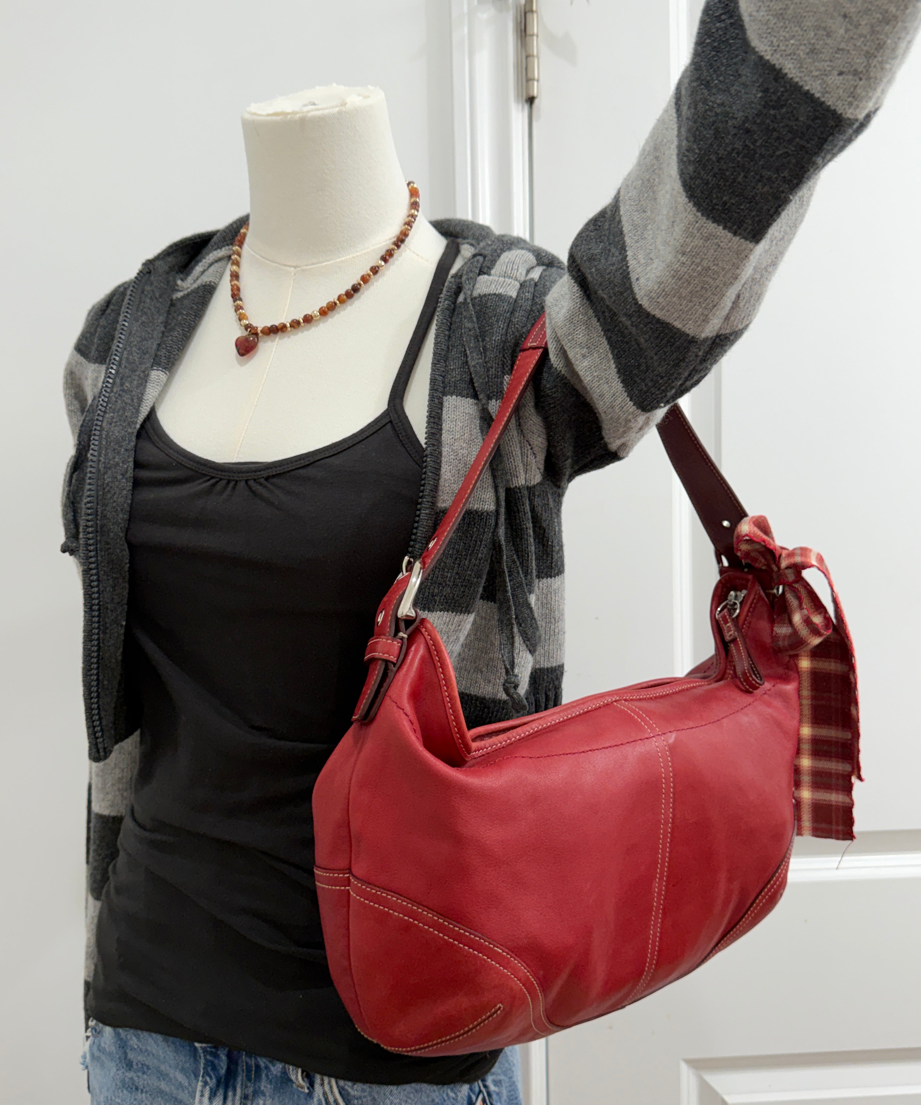 Coach Red Leather Hobo Bag