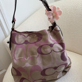 Coach Purple Optic Canvas Large Carly Bag