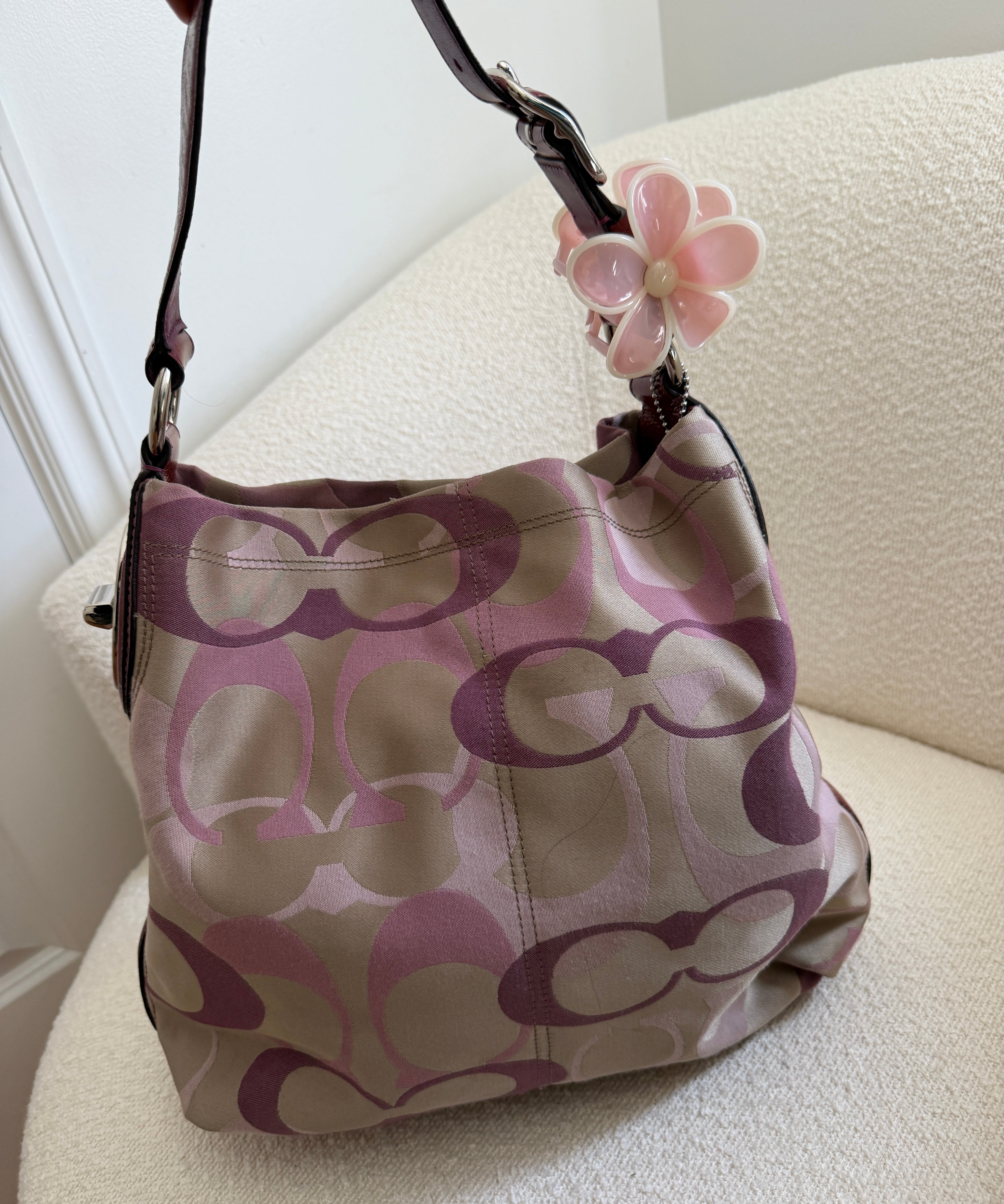 Coach Purple Optic Canvas Large Carly Bag