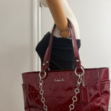 Coach Burgundy Patent Leather Tote Bag