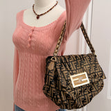 Fendi Zucca Mia Flap Shoulder Bag