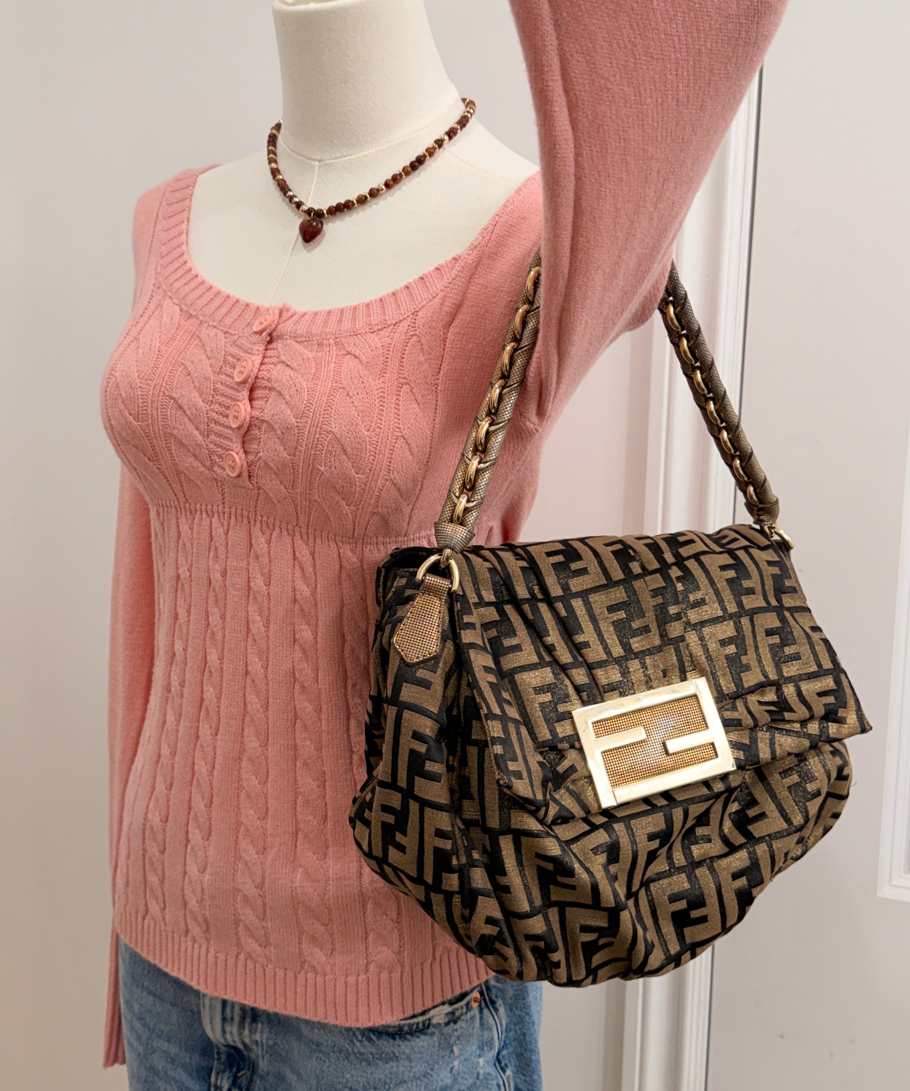 Fendi Zucca Mia Flap Shoulder Bag