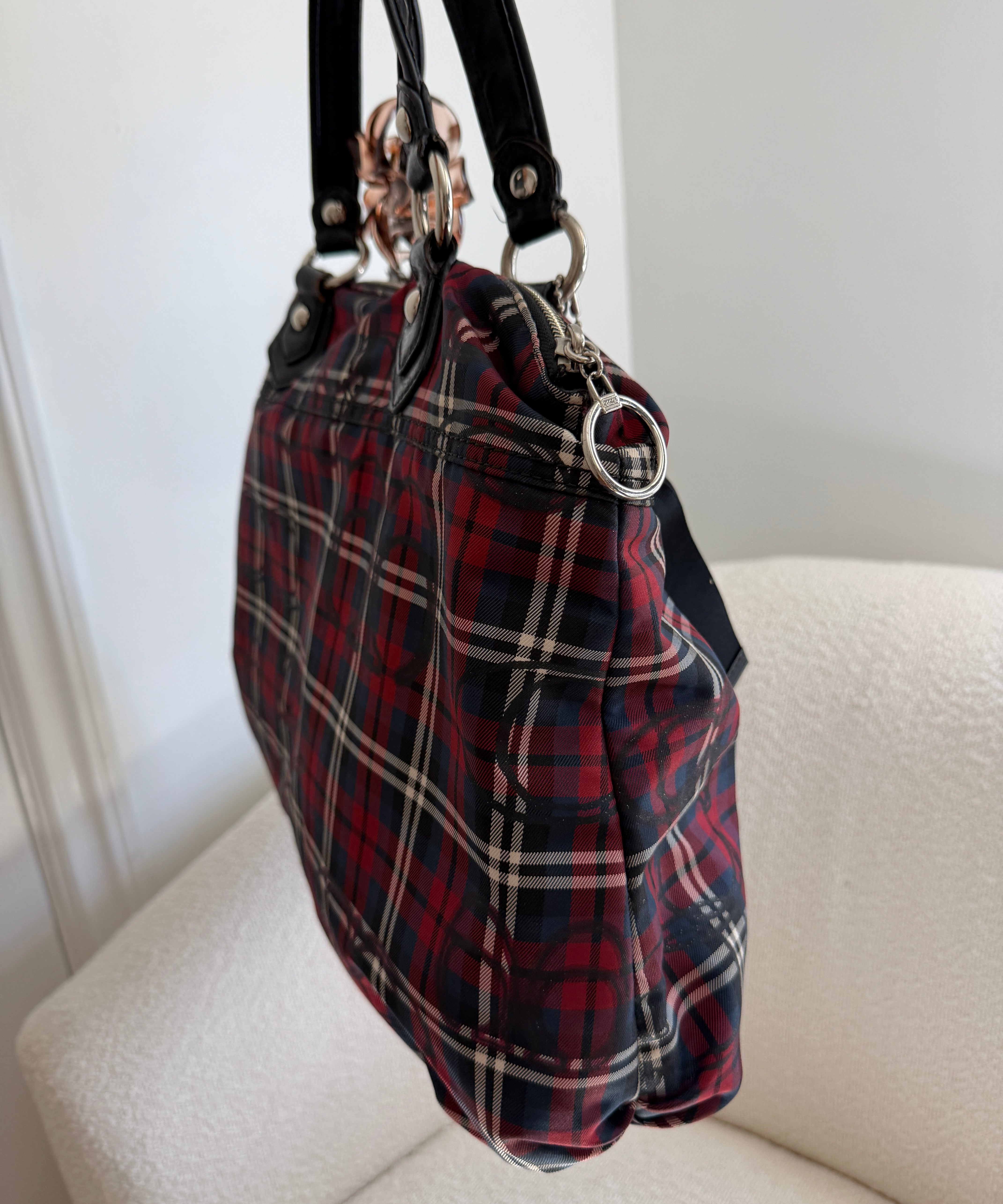 Coach Plaid Tartan Poppy Tote Bag