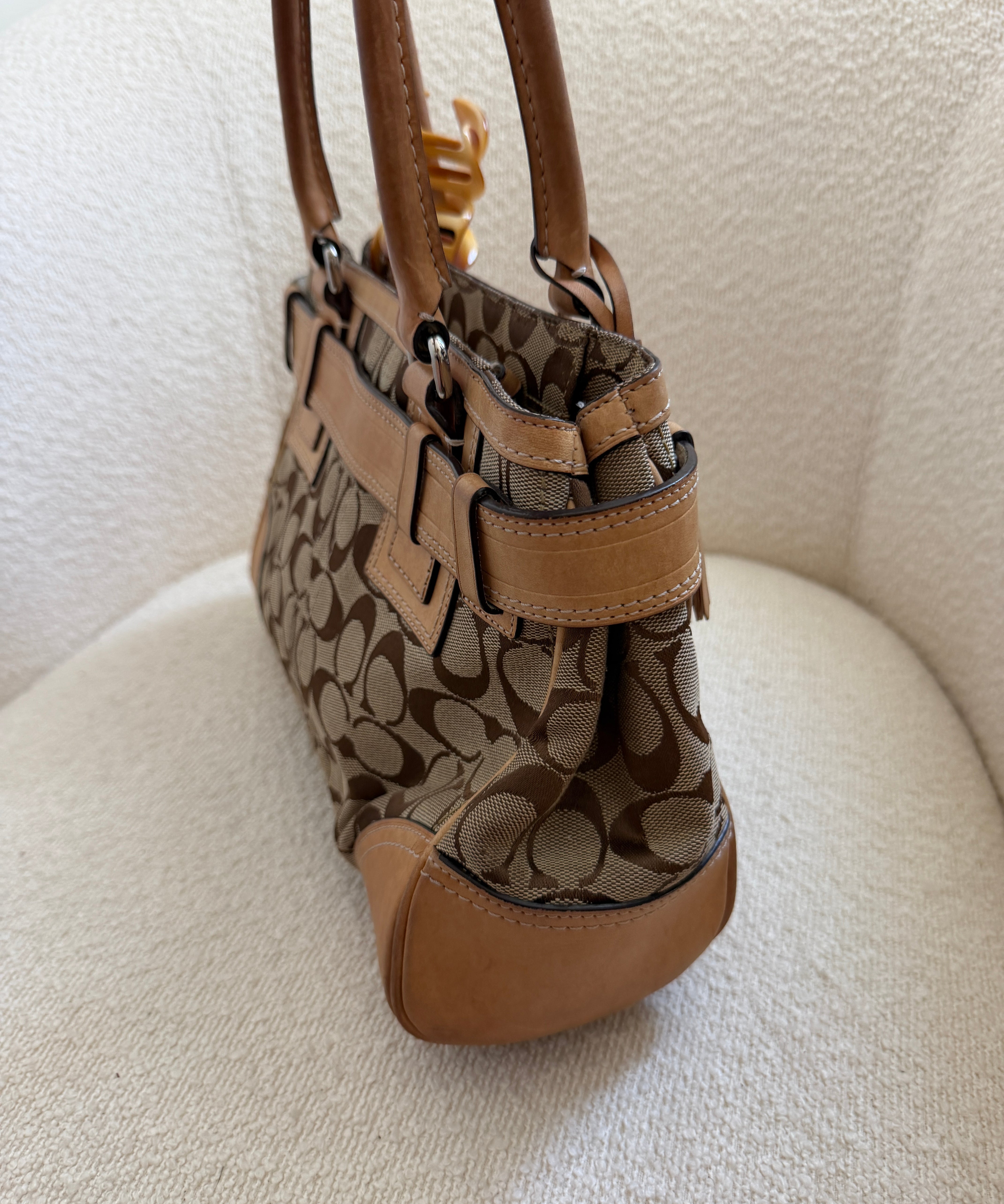 Coach Tan Signature Hamptons Carry-All Bag