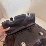Coach Poppy Brown Leather Pushlock Satchel Bag
