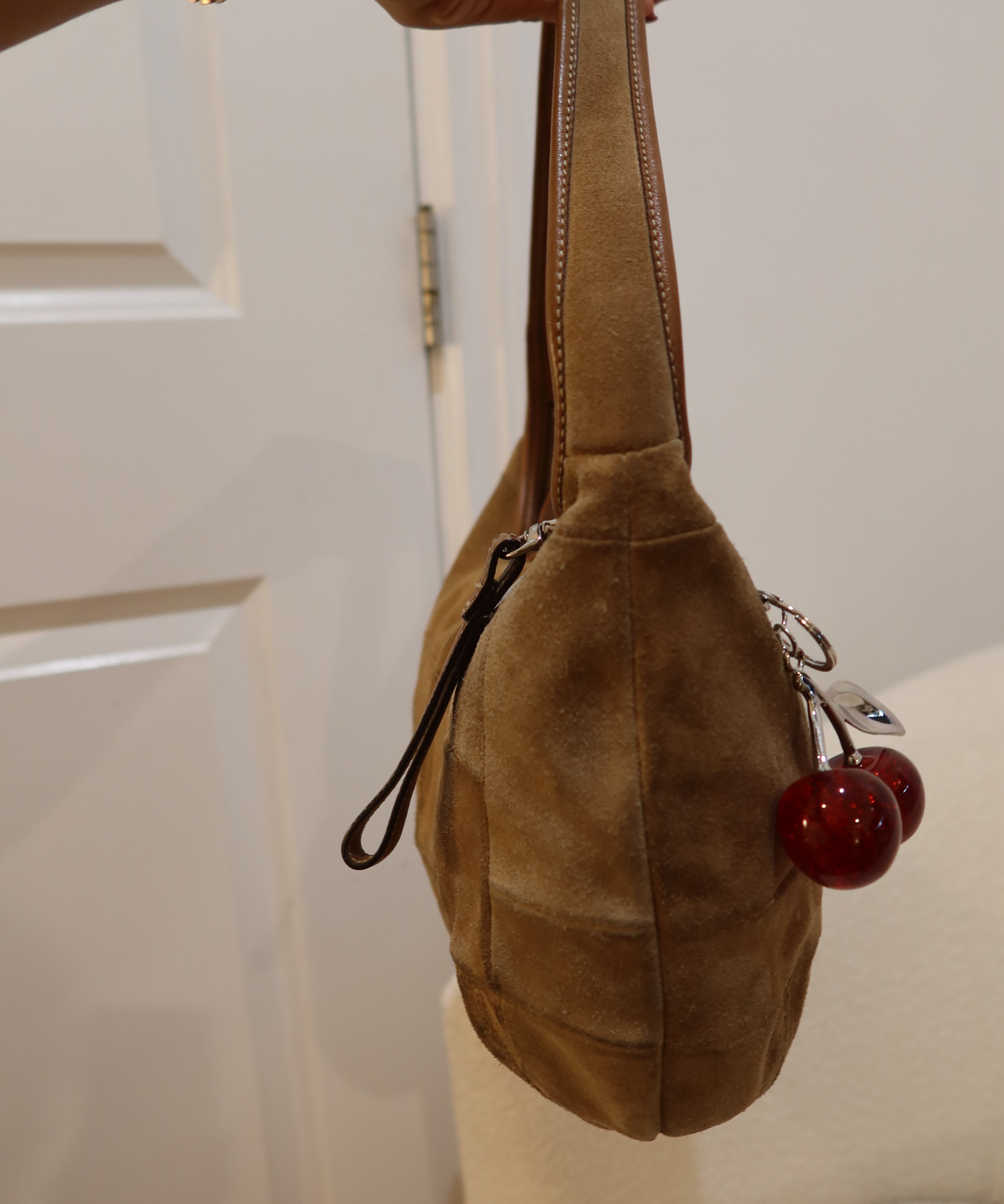 Rare Coach Khaki Patchwork  Suede Ergo Hobo Bag
