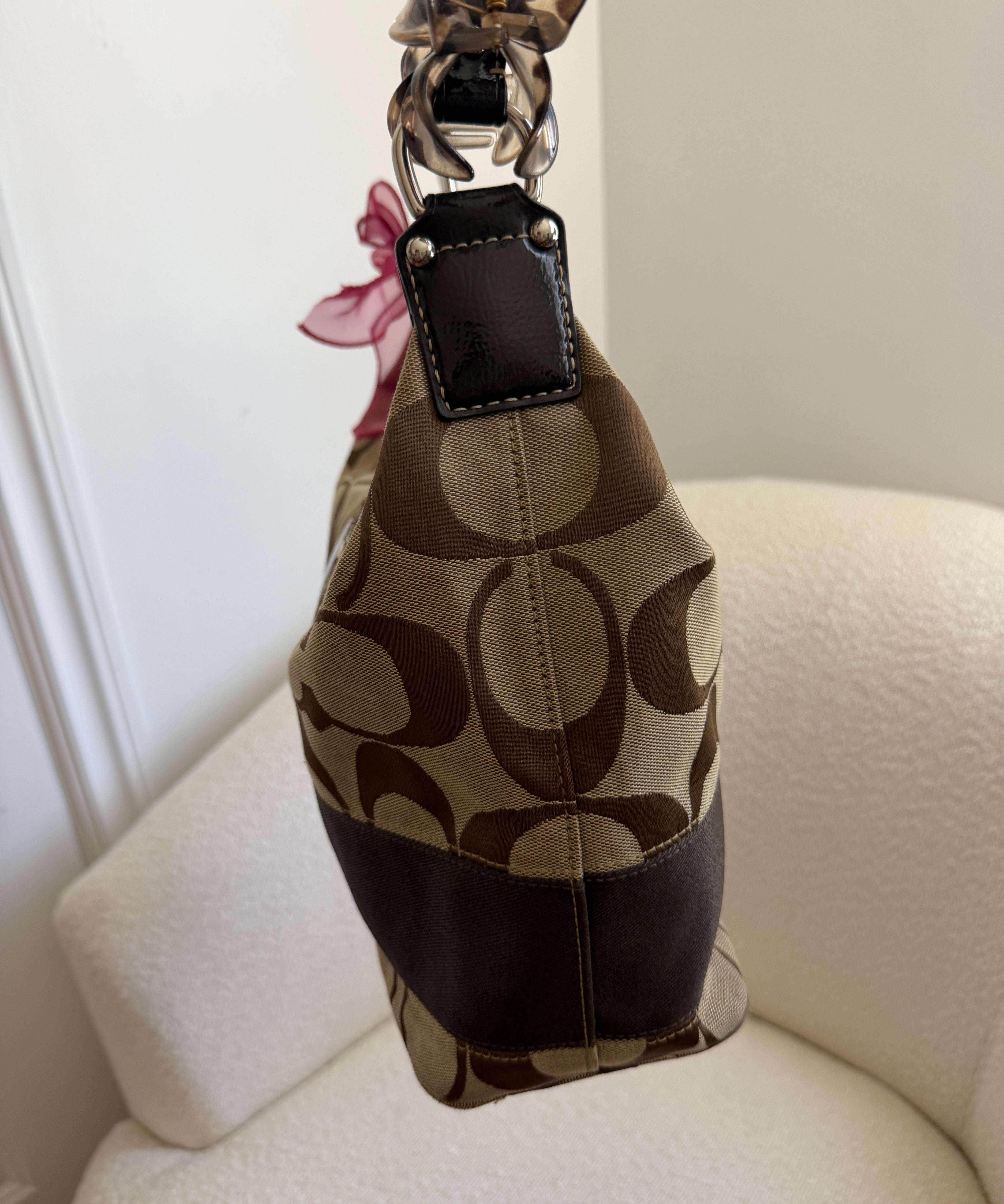 Coach Brown Stripe Signature Shoulder Bag
