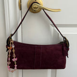 Rare Coach Suede Plum East West Baguette