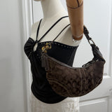 Coach Brown Canvas Mini Hobo Bag
