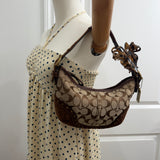 Rare Coach Signature Brown Studded Mini Hobo Bag
