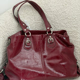 Coach Burgundy Patent Leather Ashley Carry-All Bag