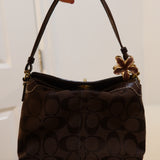 Brown Signature Turnlock Coach Mini Bag