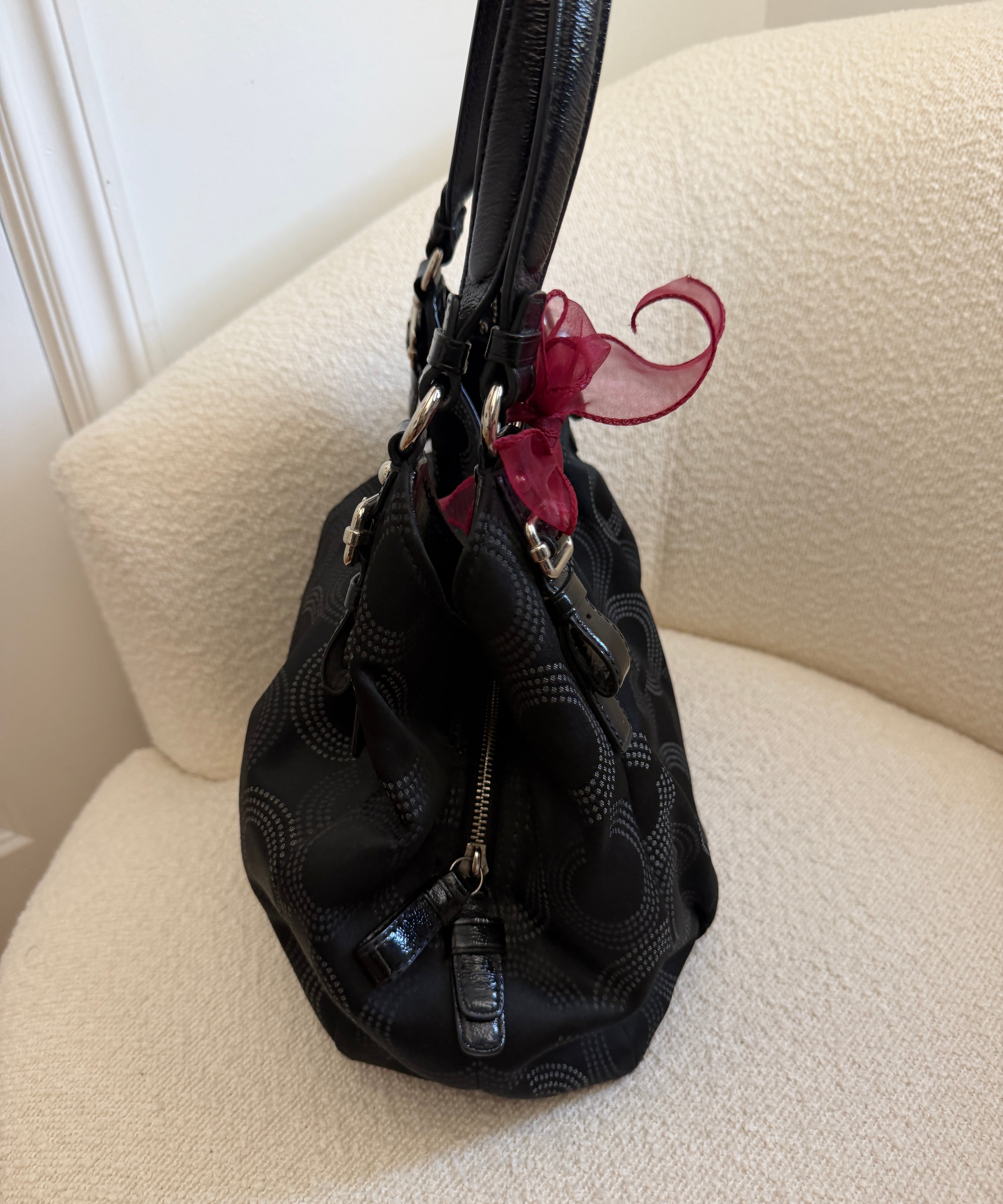 Coach Black Canvas Maggie Bag