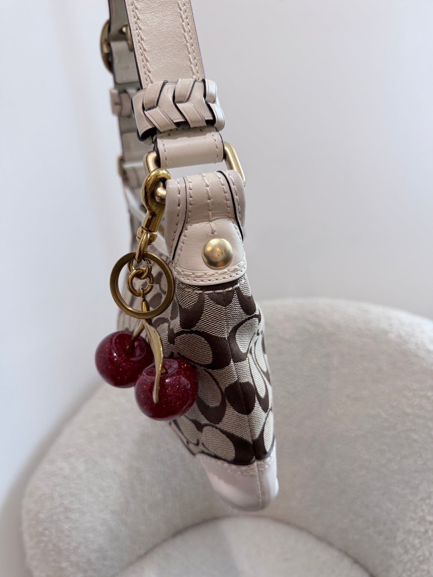 Coach Signature Shoulder Bag with Brass Hardware